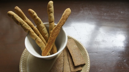 On Monday - Whole Wheat, Jowar (Sorghum) & Bajra (Millet) Breadsticks And Whole Wheat & Millet Crackers 